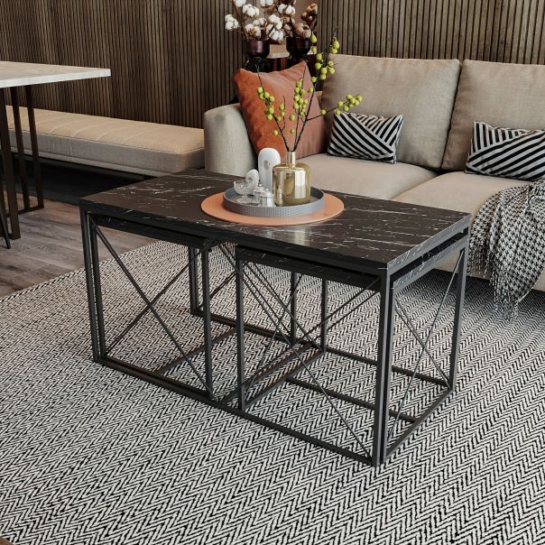 HANAH HOME Set klub stolova Defne, crna - 174314