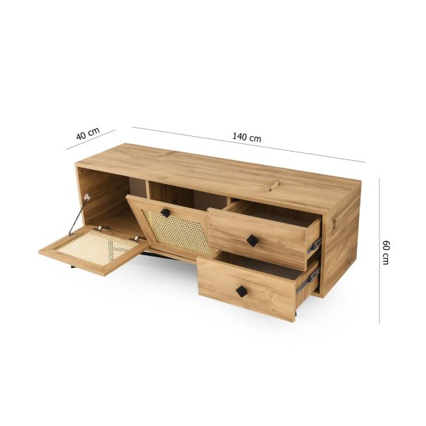 HANAH HOME TV komoda Hapsiyas 140, svetlobraon - 854KLN3039