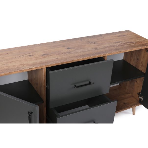 HANAH HOME Komoda Cordoba, antracit/braon - 854KLN3907