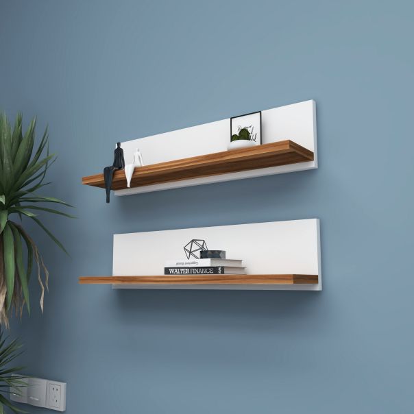 HANAH HOME Zidna polica Shelf, bela/braon - 854KLN4403