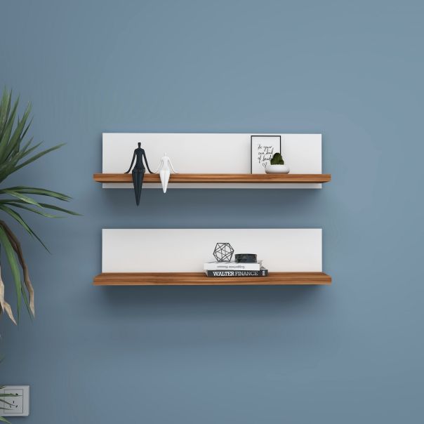 HANAH HOME Zidna polica Shelf, bela/braon - 854KLN4403