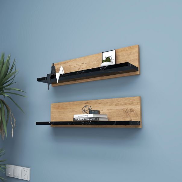 HANAH HOME Zidna polica Shelf, braon/crna - 854KLN4404