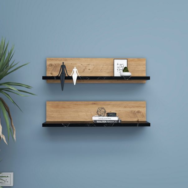HANAH HOME Zidna polica Shelf, braon/crna - 854KLN4404