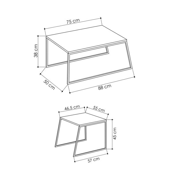 HANAH HOME Set klub stolova Pal Orta, bela - 855DTE2915