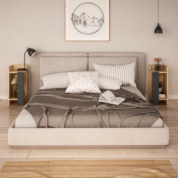 HANAH HOME Set dva noćna stočića Elos, krem/antracit - 174421