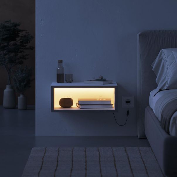 HANAH HOME Zidna noćna polica Brik, bela/siva - EP3057128