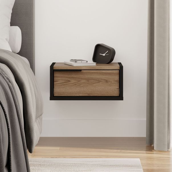 HANAH HOME Zidna noćna polica Eco, crna/braon - EP3057152