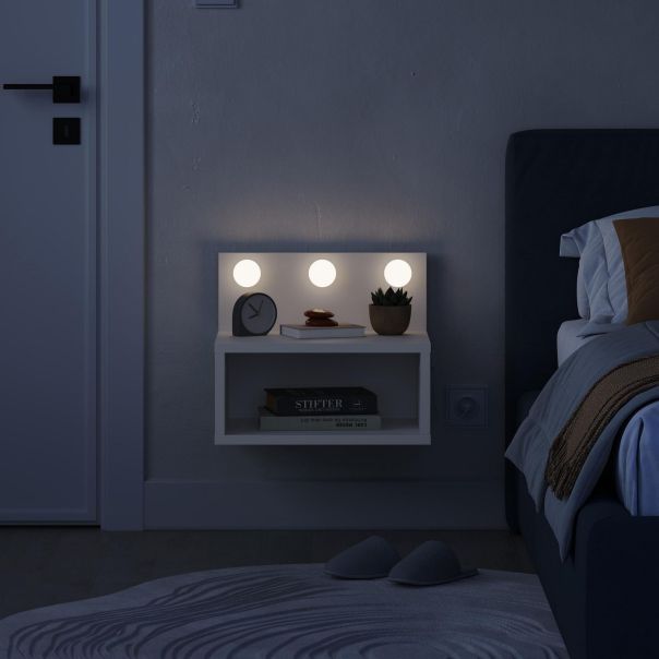 HANAH HOME Zidna noćna polica Treo LED, bela - EP3057185