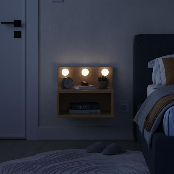 HANAH HOME Zidna noćna polica Treo LED, svetlo braon - EP3057191