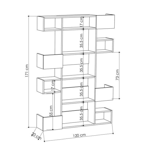 HANAH HOME Polica za knjige Niho, krem/antracit - 855DTE3722