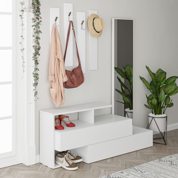 HANAH HOME Cipelarnik sa čivilukom i ogledalom Ramda, bela - 855DTE4003