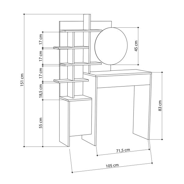 HANAH HOME Sto za šminkanje Mup, bela - 855DTE4301