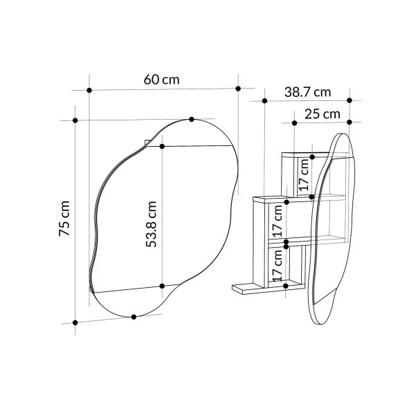 HANAH HOME Ormarić za kupatilo sa ogledalom Cloud, bela - 855DTE5116