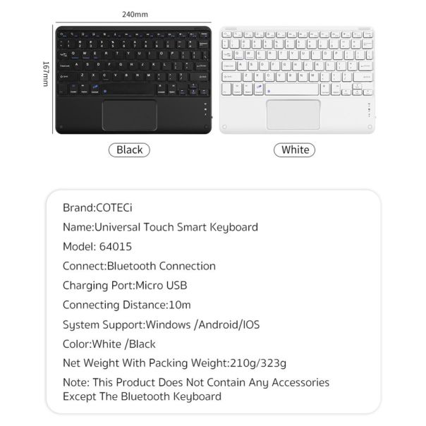 Tastatura Coteci Universal 64015 Wireless touchpad bela - EP3055720