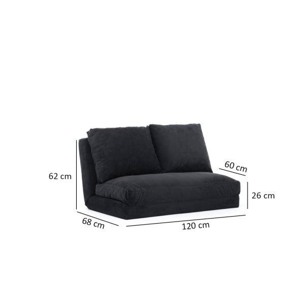 ATELIER DEL SOFA Dvosed na razvlačenje Taida, crna - 859FTN1265