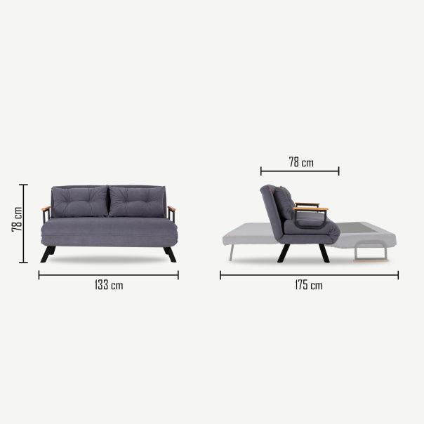 ATELIER DEL SOFA Sofa na razvlačenje Sando, siva - 859FTN1274