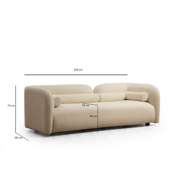 ATELIER DEL SOFA Sofa trosed Victoria Cream Bouclette, krem - 859FTN2041