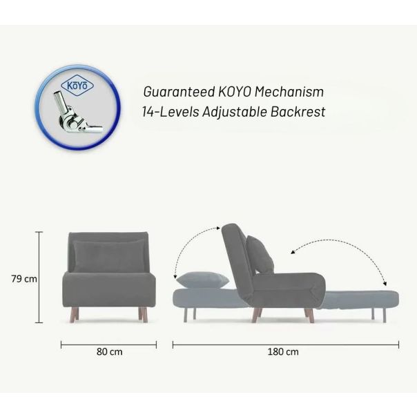 ATELIER DEL SOFA Fotelja na razvlačenje Folde Single, svetlosiva - 859FTN2330