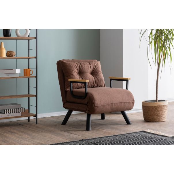 ATELIER DEL SOFA Fotelja na razvlačenje Sando Single, svetlobraon - 859FTN2822