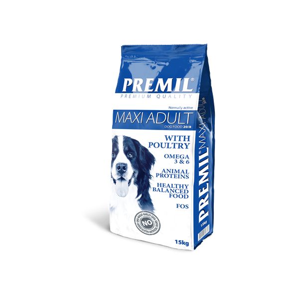 PREMIL Suva hrana za pse Maxi Adult  svinjetina, piletina i govedina 15kg - 8600103397674-1