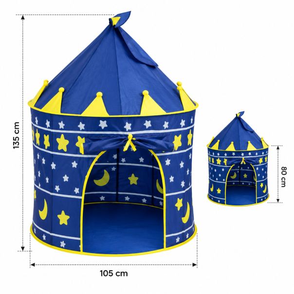 Dečji šator u obliku zamka, plavi sa zvezdama, 135×105 cm - EP3222673