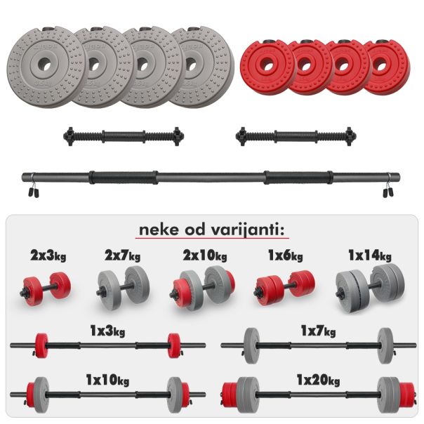 Iron Sport set 20kg / diskovi - tegovi 8 kom. i 2+1 šipke - T20KS21