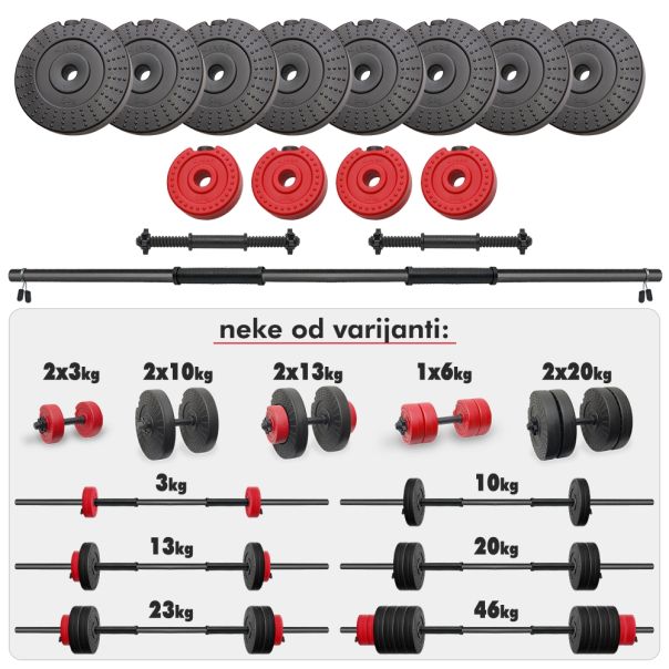 Iron Sport set 46kg / diskovi - tegovi 12 kom. i 2+1 šipke - T46KS21