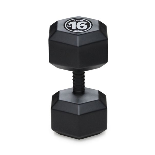 Iron Sport Plastični HEX Teg - Bučica 16kg sa čeličnim ojačanjem sredine - HEXT016