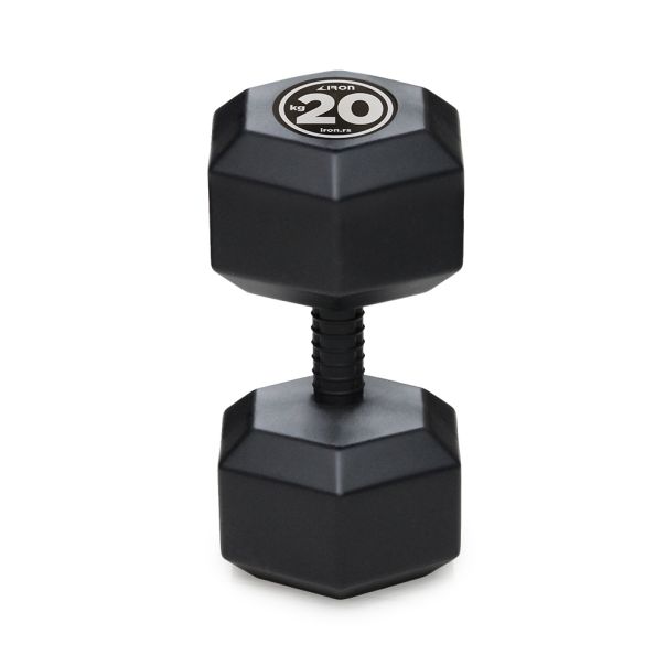 Iron Sport Plastični HEX Teg - Bučica 20kg sa čeličnim ojačanjem sredine - HEXT020