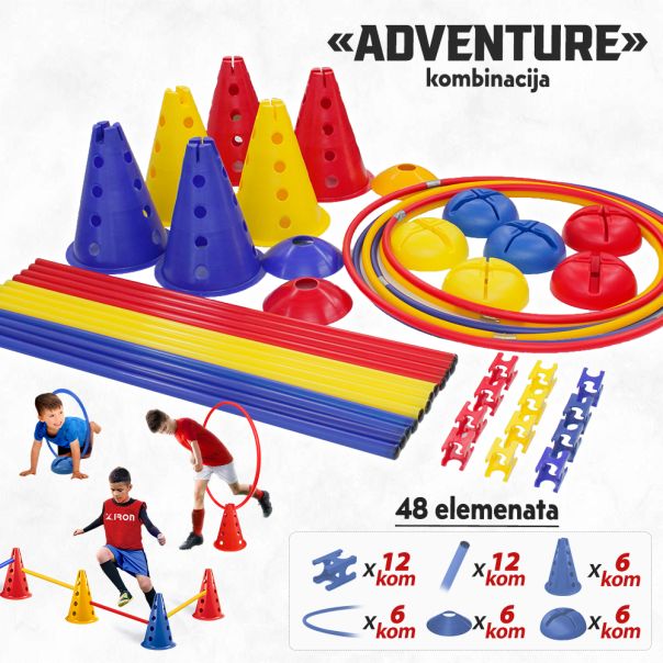 Iron Sport koordinaciona kombinacija ADVENTURE 48 delova čunjevi prepone provlačilice hula-hop - KKADV02