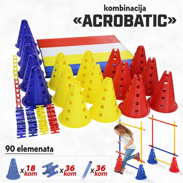 Iron Sport koordinaciona kombinacija ACROBATIC visoki čunjevi podesive prepone provlačilice slalom štapovi - KKACR03