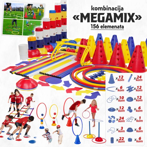 Iron Sport koordinaciona kombinacija MEGAMIX čunjevi podesive prepone merdevine provlačilice hula hop - KKMEG05