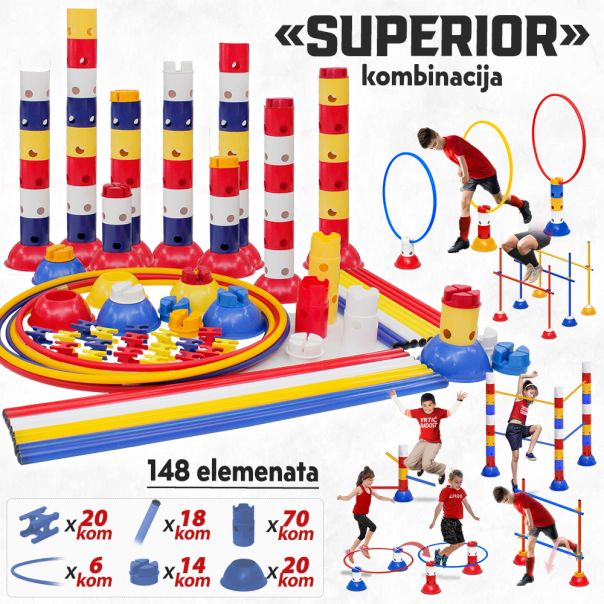 Iron Sport koordinaciona kombinacija SUPERIOR podesivi čunjevi podesive prepone  provlačilice hula hop - KKSUP06