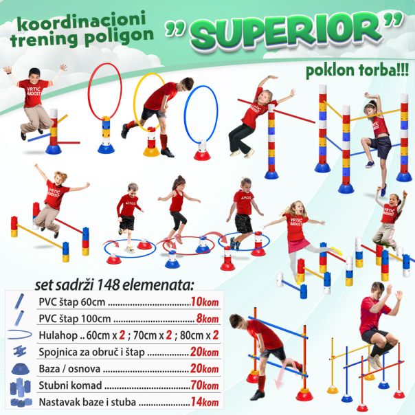 Iron Sport koordinaciona kombinacija SUPERIOR podesivi čunjevi podesive prepone  provlačilice hula hop - KKSUP06