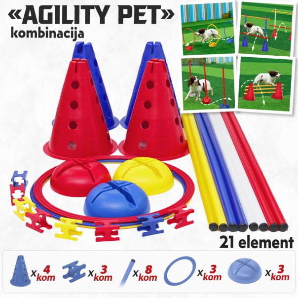 Iron Sport koordinaciona kombinacija AGILITY PET podesive prepone provlačilice čunjevi hula hop - KKAGI08