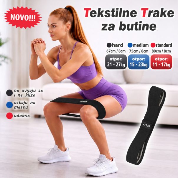 Crna elasticna HARD tekstilna traka za butine otpor 21-27kg - EP3187559