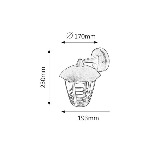 Rabalux Spoljna zidna rasveta Marseille E27 1x MAX 60W crna (8617) - 8617