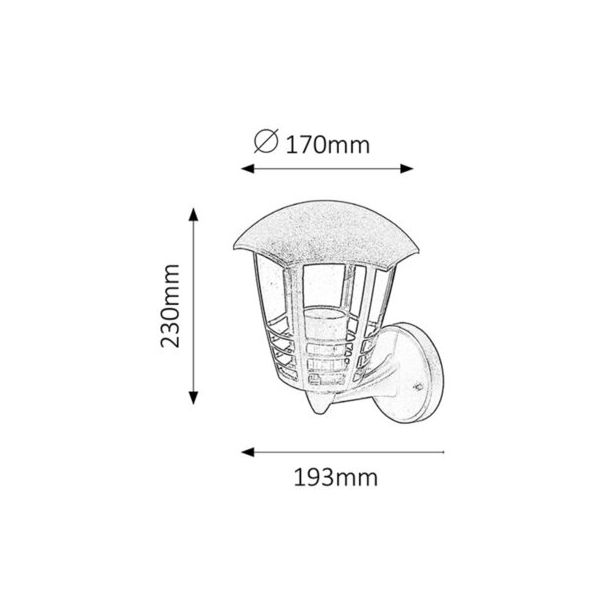 Rabalux Spoljna zidna rasveta Marseille E27 1x MAX 60W crna (8618) - 8618