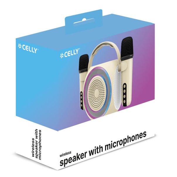 CELLY Bežični Bluetooth zvučnik Partymic2 sa 2 mikrofona, bela - PARTYMIC2WH