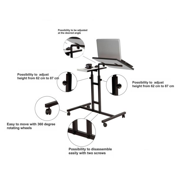 HANAH HOME Sto za laptop Glen, bela/crna - 863SPH2821