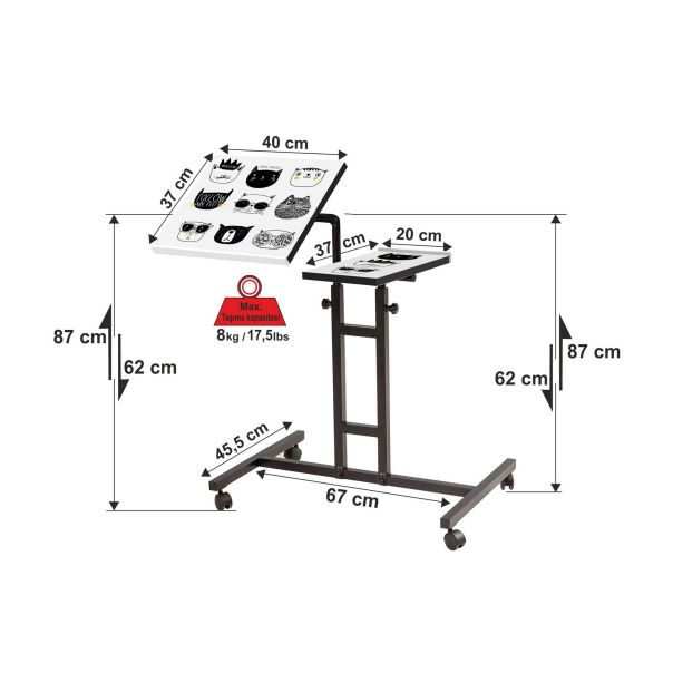 HANAH HOME Sto za laptop Glen Cats, bela/crna - 863SPH2824