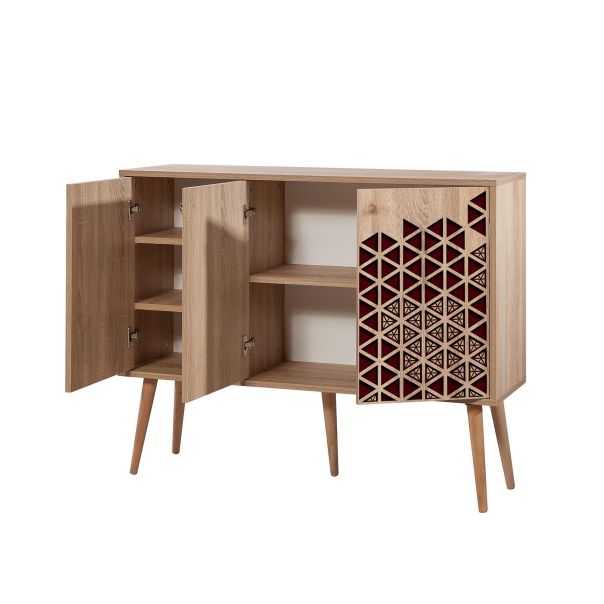 HANAH HOME Komoda Mega 122, svetlobraon/crvena - 863SPH3937