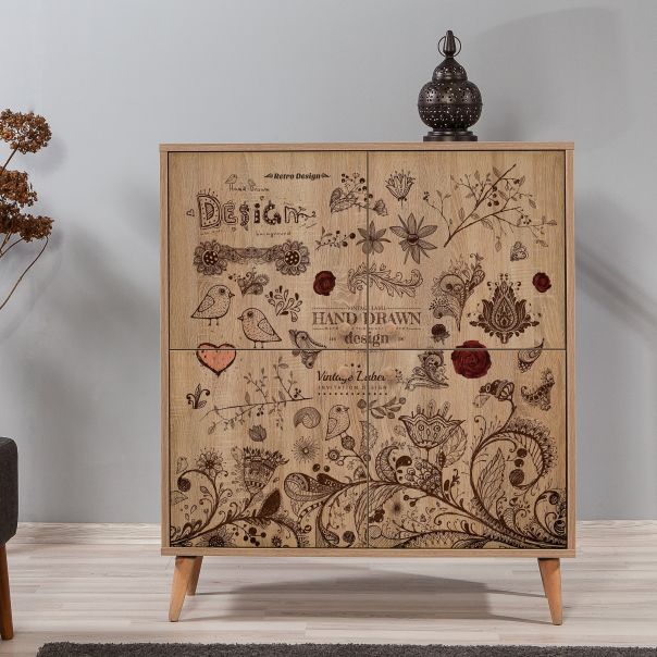 HANAH HOME Komoda za dnevnu sobu Multilux-731, svetlo braon - 863SPH3952