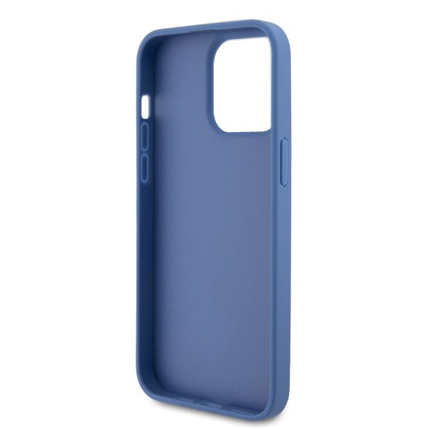LICENSED GUESS GUESS maska za iPhone 15 Pro Max LEATHER 4G TRIANGLE STRASS, plava - GUHCP15XP4TDPB