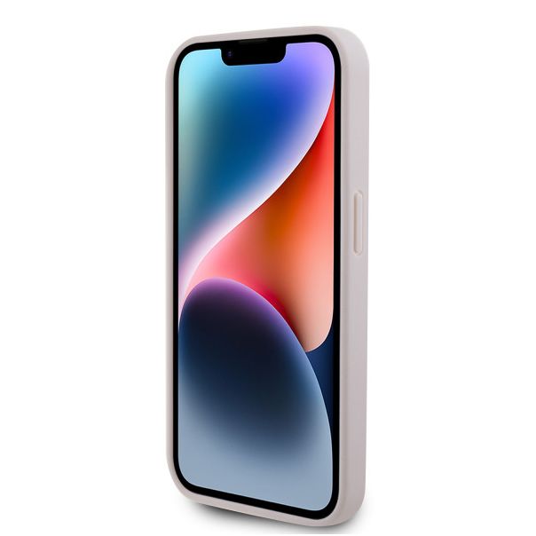 LICENSED GUESS GUESS maska za iPhone 15 Pro LEATHER 4G TRIANGLE STRASS, roza - GUHCP15LP4TDPP