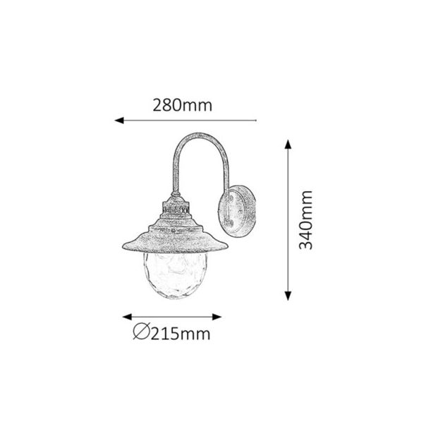 Rabalux Spoljna zidna rasveta Barcelona E27 1x MAX 60W antično zlato (8677) - 8677