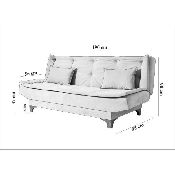 ATELIER DEL SOFA Sofa trosed Kelebek, siva - 867UNQ1306