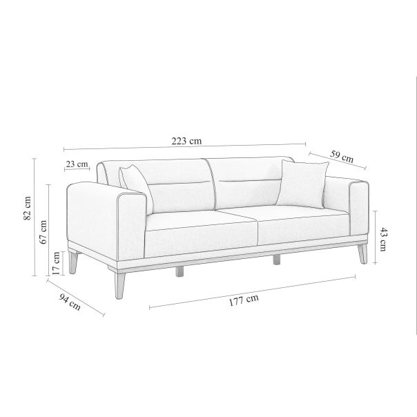 ATELIER DEL SOFA Trosed Liones, tamnoplava - 867UNQ1372
