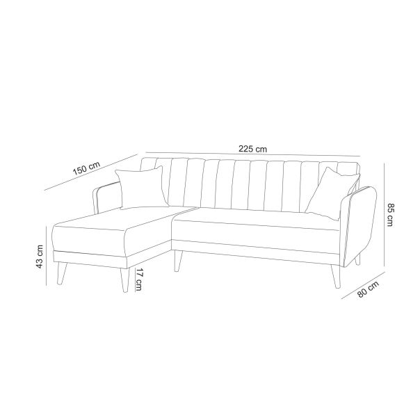 ATELIER DEL SOFA Ugaona garnitura Aqua, leva, siva - 867UNQ1434