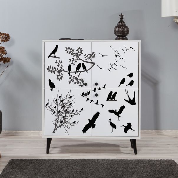 HANAH HOME Komoda za dnevnu sobu Multilüx Manyas, bela/crna - 869VEL3988